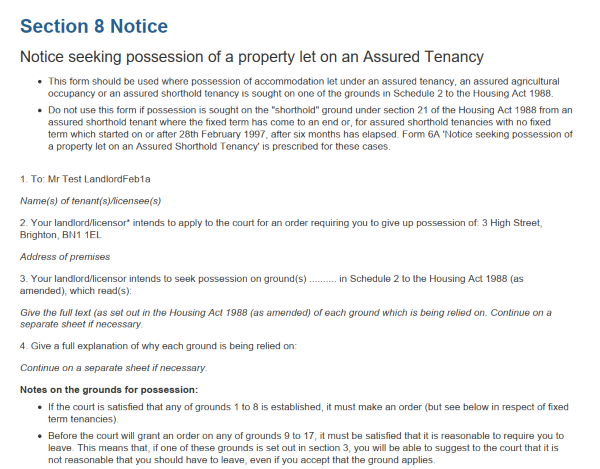 Section 8 Notice