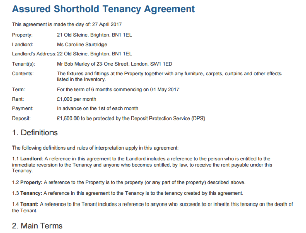 Example Section 21 Notice